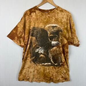 Back to Earth Vintage Eagle Y2K 90s Orange Short Sleeve Shirt Men's Size XL